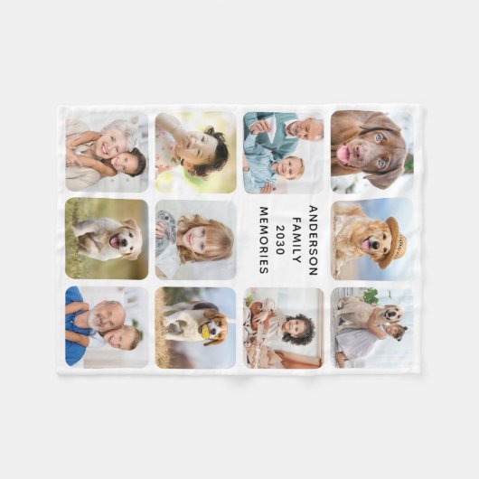 11枚スタイリッシュのフォト・コラージュパーソナライズされた写真 フリースブランケット (正面(横))