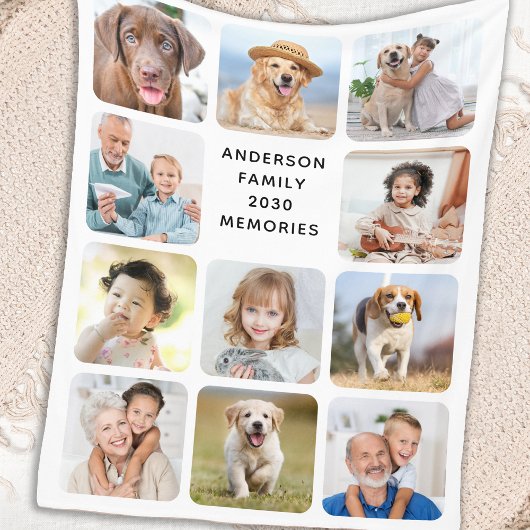 11枚スタイリッシュのフォト・コラージュパーソナライズされた写真 フリースブランケット