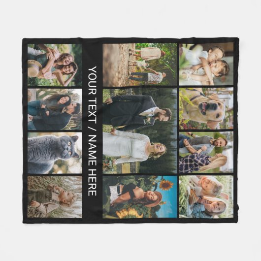 11枚モダンの数々の写真コラージュ フリースブランケット (正面(横))