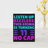 11歳おもしろいの誕生日シャツ – Rizz、Sigma、Br カード (黄色い花)