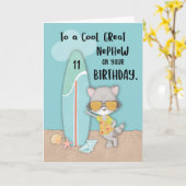 11歳のお誕生日おめでとう！おじさんの偉大な甥 カード (黄色い花)