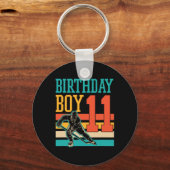 11歳のアイスホッケーをテーマにした11歳の誕生日パーティー キーホルダー (正面)
