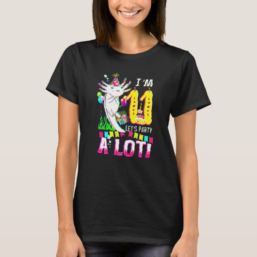 11歳のウーパールーパー 11歳の誕生日パーティー 男の子 女の子 Tシャツ (正面)