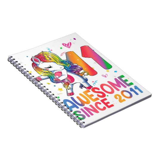 11歳のギフト女の子10代ダビングUnicorn 11位 ノートブック (右側)