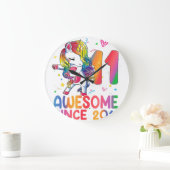 11歳のギフト女の子10代ダビングUnicorn 11位 ラージ壁時計 (ホーム)