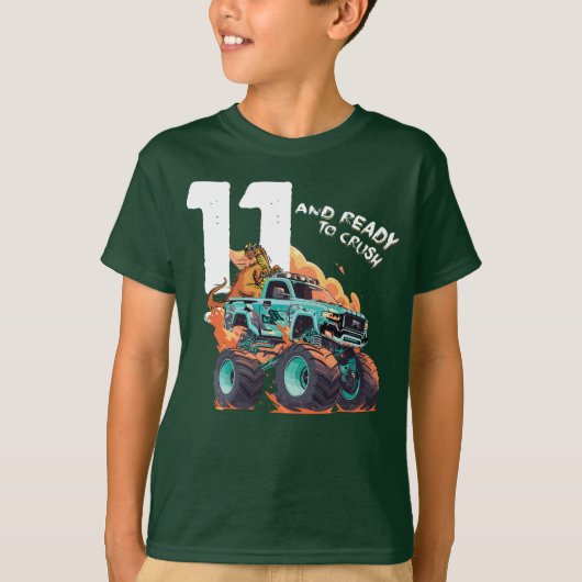 11歳のクラッシュ準備 – 11誕生日少年の月 Tシャツ (正面)