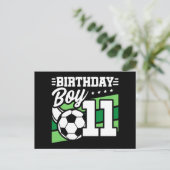 11歳のサッカーフットボール少年 11歳の誕生日男子 ポストカード (スタンド正面)
