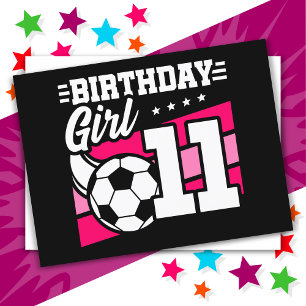 11歳のサッカーフットボール 11歳の誕生日 女の子 ポストカード