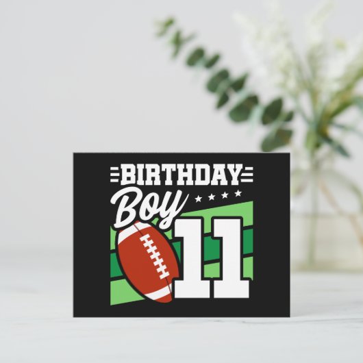11歳のサッカー・パーティーのテーマ 11歳の誕生日の男の子 ポストカード (スタンド正面)