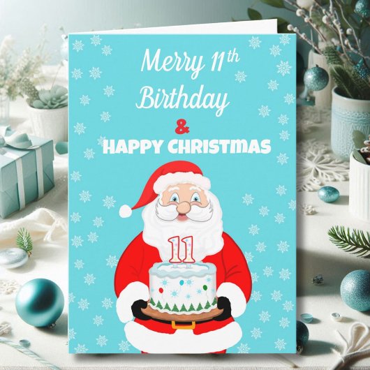 11歳のメリークリスマスお誕生日おめでとう サンタクロース カード