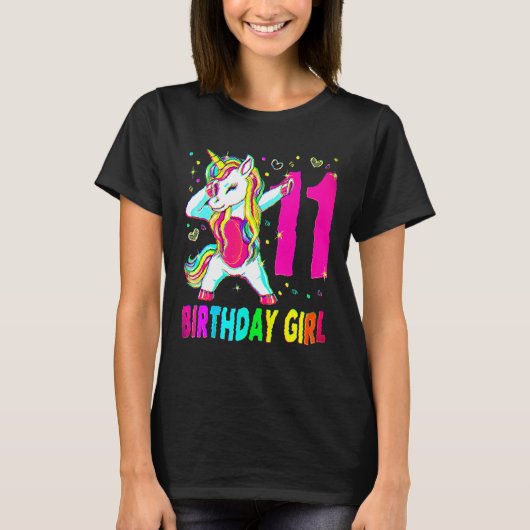 11歳のユニコーンがダビングする11歳の誕生日ユニコーン Tシャツ (正面)