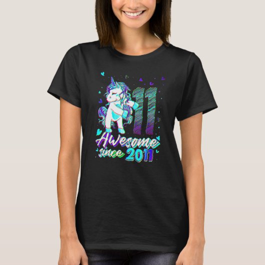 11歳のユニコーン フロッシング 11歳の誕生日 ユニコーン Tシャツ (正面)