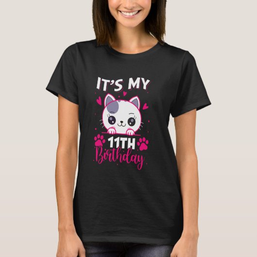 11歳の女の子の誕生日 女の子への猫 プレゼント 11歳の誕生日 Tシャツ (正面)