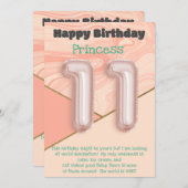 11歳の女の子ハッピーバースデーカード (正面/裏面)