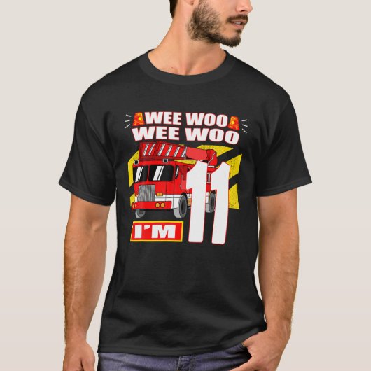 11歳の消防車の誕生日 Tシャツ (正面)
