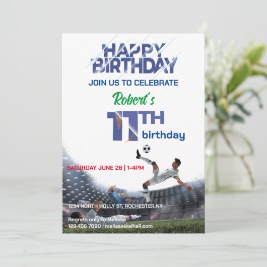 11歳の男の子の誕生日の招待状 招待状 (スタンド正面)