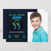 11歳の男の子の誕生日写真招待状 招待状 (正面/裏面)