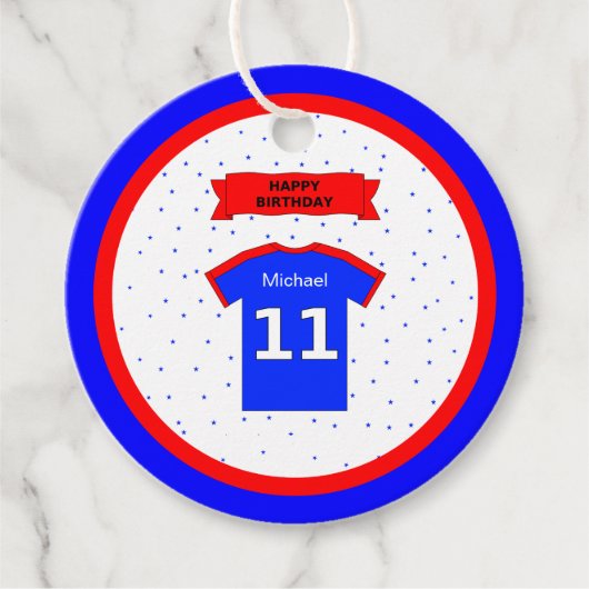 11歳の誕生日あなた感謝していの赤白青スポーツ星 フェイバータグ (正面)