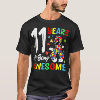 11歳の誕生日おめでとう自閉症リボン Tシャツ