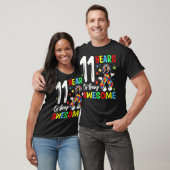 11歳の誕生日おめでとう自閉症リボン Tシャツ (ユニセックス)