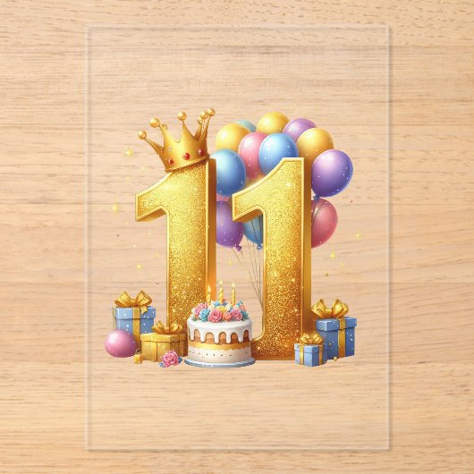 11歳の誕生日おめでとう アクリル招待状 (正面)
