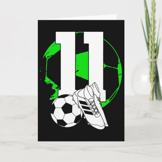 11歳の誕生日おめでとう サッカー少年 フットボール カード (正面)
