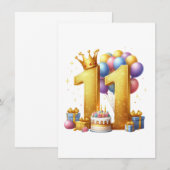 11歳の誕生日おめでとう サンキューカード (正面/裏面)