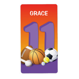 11歳の誕生日おめでとう スポーツボール ラベル