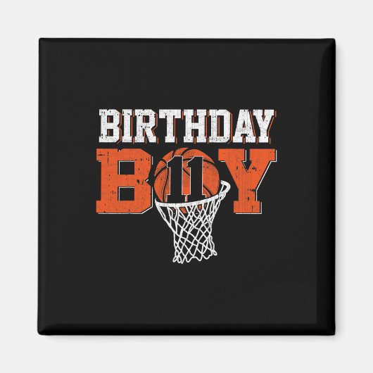 11歳の誕生日おめでとう バスケットボール大好き少年 11歳の誕生日 マグネット (正面)
