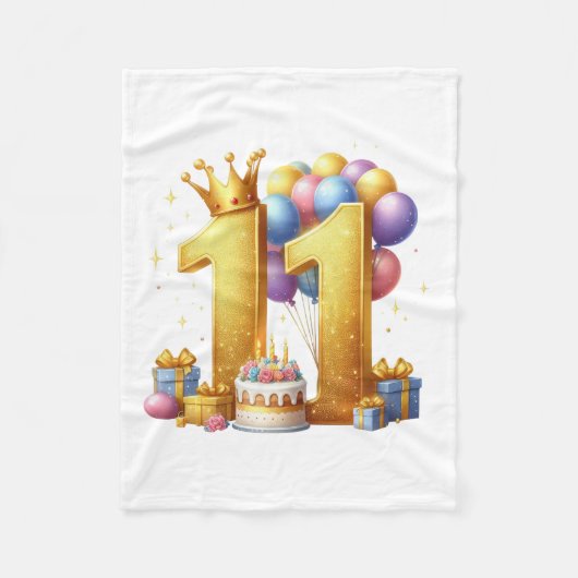 11歳の誕生日おめでとう フリースブランケット (正面)