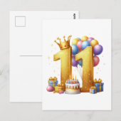 11歳の誕生日おめでとう ポストカード (正面/裏面)