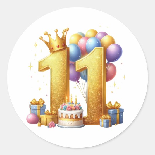 11歳の誕生日おめでとう ラウンドシール (正面)