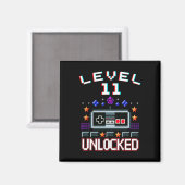 11歳の誕生日おめでとう レベル11アンロック 面白いビデオゲーム マグネット (正面/裏面)