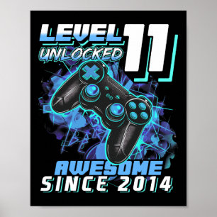 11歳の誕生日おめでとう レベル11ゲーマー 11歳のビデオゲーム ポスター