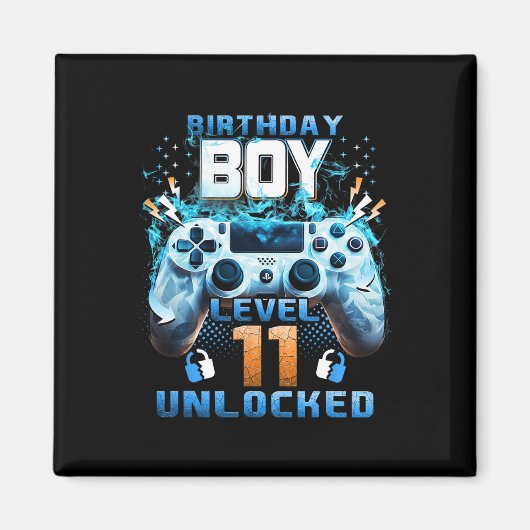 11歳の誕生日おめでとう!レベル11解除 11歳の男の子 マグネット (正面)