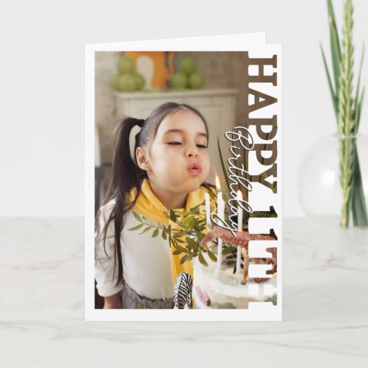 11歳の誕生日おめでとう 写真入りカード サンキューカード (正面)