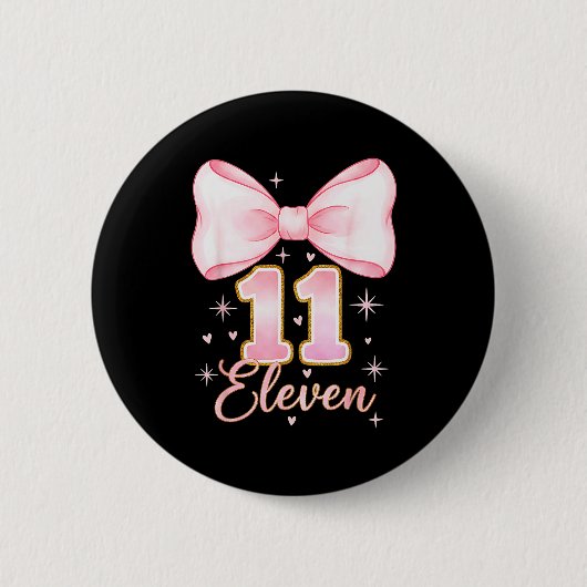 11歳の誕生日おめでとう 可憐なリボン 11歳の誕生日 缶バッジ (正面)