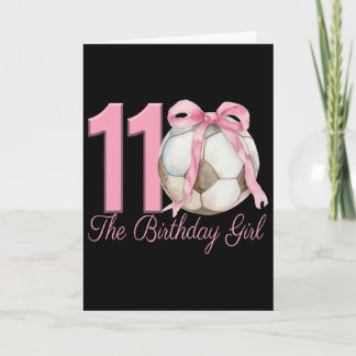 11歳の誕生日おめでとう 女の子 サッカー コケット ピンク リボン 11  カード