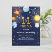 11歳の誕生日おめでとう！宇宙飛行士と宇宙の星 招待状 (スタンド正面)