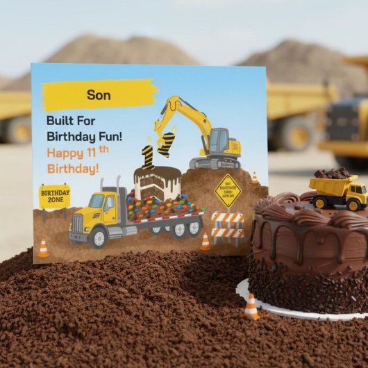11歳の誕生日おめでとう 建設現場 カード