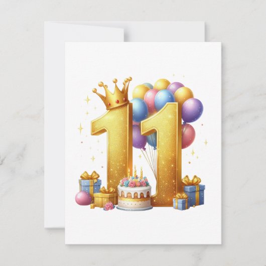 11歳の誕生日おめでとう 招待状 (正面)