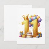 11歳の誕生日おめでとう 招待状 (正面/裏面)