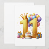 11歳の誕生日おめでとう 招待状 (正面/裏面)