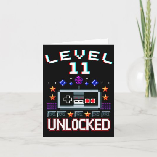 11歳の誕生日おめでとう 11レベル解放 面白いビデオ ゲーム カード (正面)