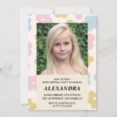 11歳の誕生日の招待レトロGroovy花かわいい 招待状 (正面)