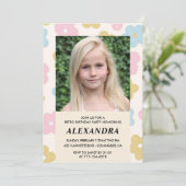 11歳の誕生日の招待レトロGroovy花かわいい 招待状 (スタンド正面)