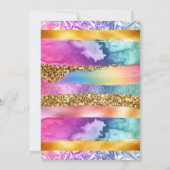 11歳の誕生日の虹のグリッターカラフルパーティー 招待状 (裏面)