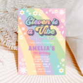 11歳の誕生日はビューティフルなバイブ 🎉 レトロなカード 招待状