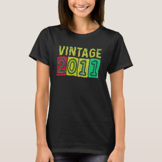 11歳の誕生日をお祝いするレトロ調2011年デザイン Tシャツ