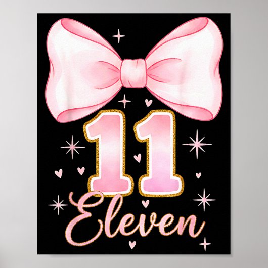 11歳の誕生日を迎えたコケットな女の子 リボン 私の11歳の誕生日 ポスター (正面)
